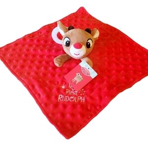 Rudolph the Red Nosed Reindeer Lovey Plush Babys 1st Rudolph Security Blankie